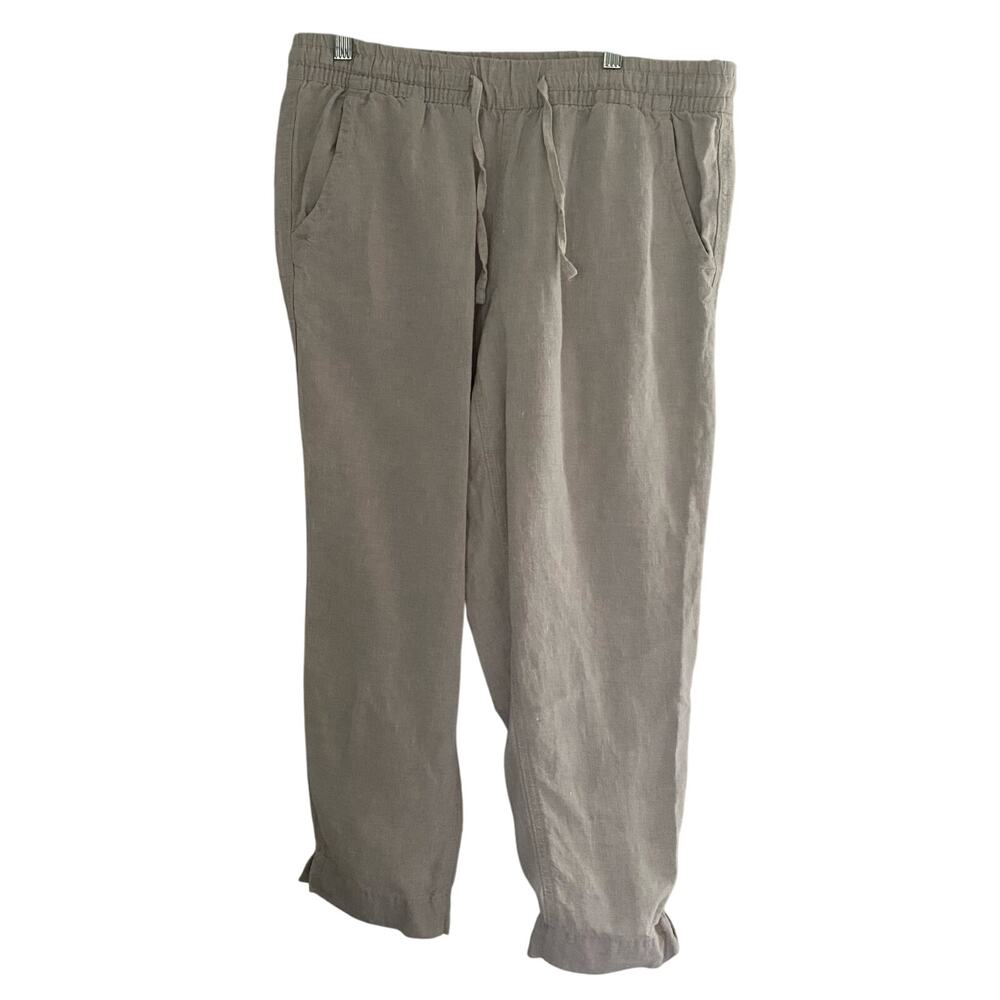 L.L. Bean Linen Capri Pants Khakis cream Womens size 8 petite